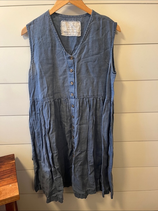 notPERFECTLINEN Dresses & Skirts - notPERFECTLINEN Sleeveless MAMA Dress in Denim Blue